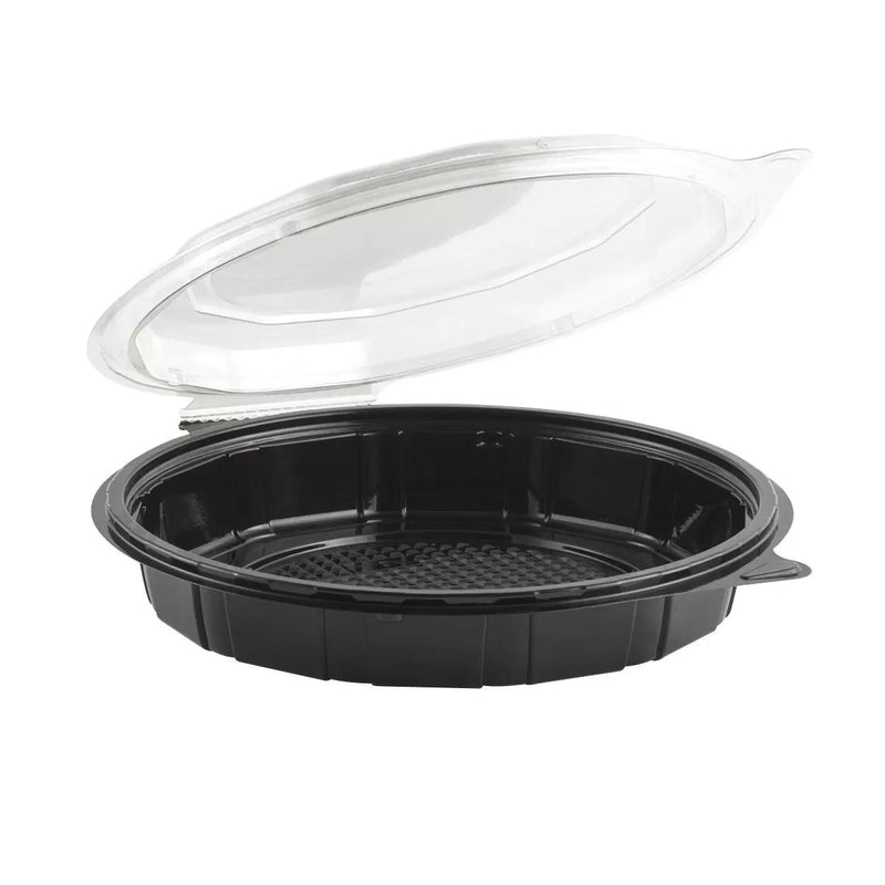 ANCHOR 9" DIAMETER SHALLOW BLACK BASE CLEAR TEAR AWAY DOME HINGED LID 100/CS