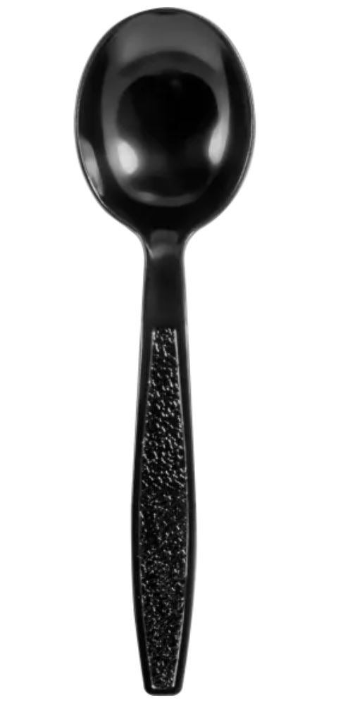 BULK SOUP SPOON HVY DUTY BLACK POLYSTYRENE 1000/CS