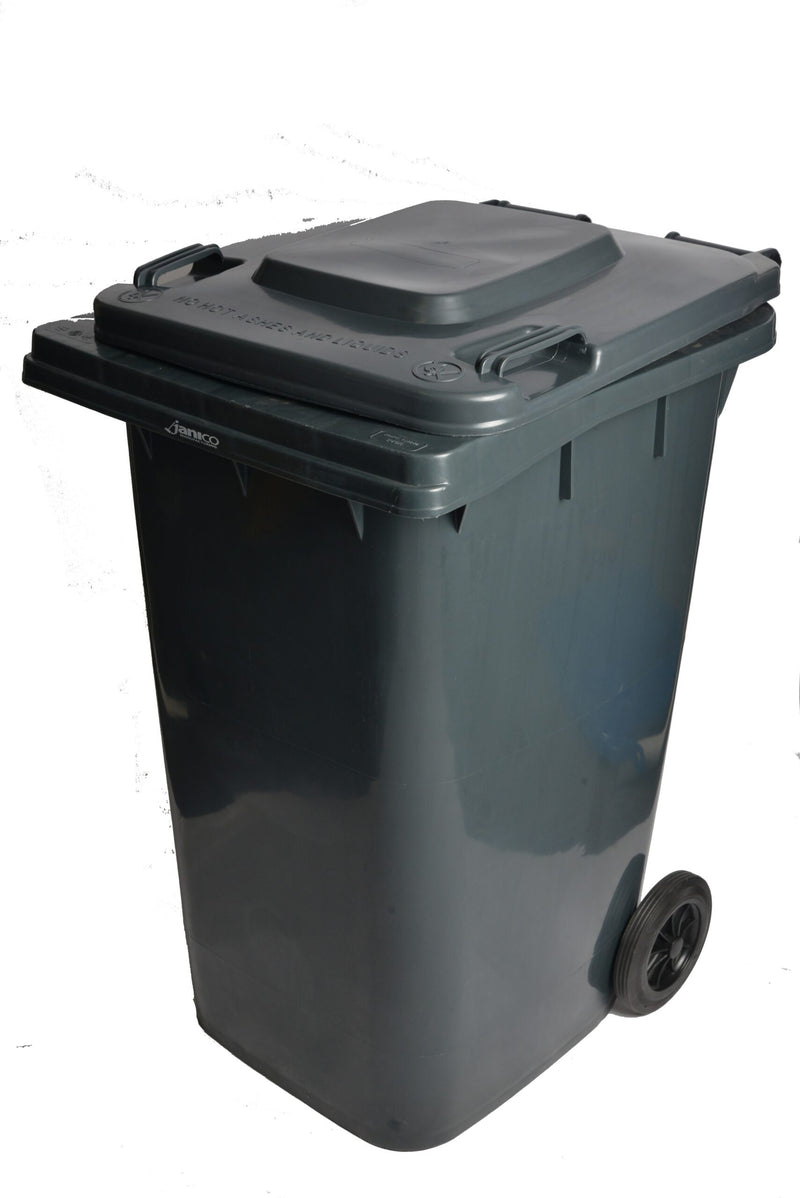 GARBAGE CAN 95 GALLON ROLLOUT GREY CONTAINER W/WHEELS