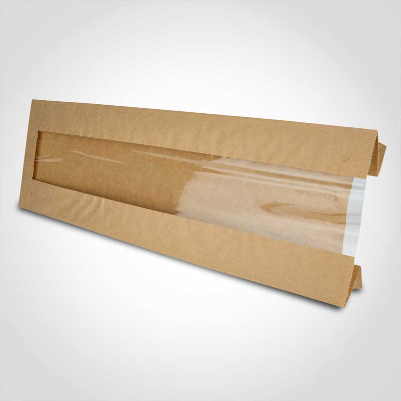 FRENCH BREAD BAG KRAFT WITH WINDOW 4.5X2.5X28 1000/CS 12P28