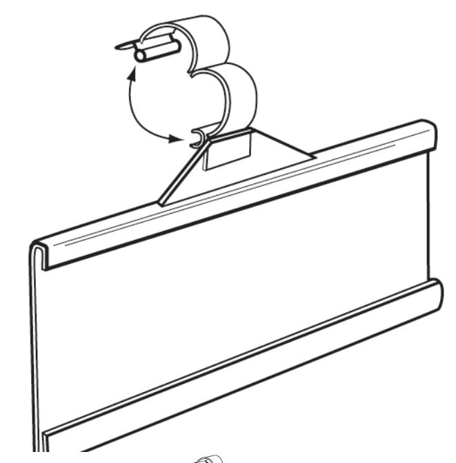 CLIP TICKET HOLDER FOR WIRE FIXTURES 1-1/4"X2"  WIDE SELF ATTACHING HINGED CLASP/STRAP