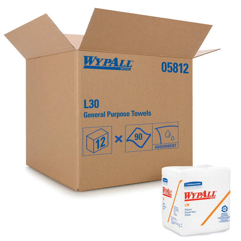 KIMBERLY CLARK WYPALL WIPERS WHITE 12.5" X 12" 1/4 FOLD 12/90 CS