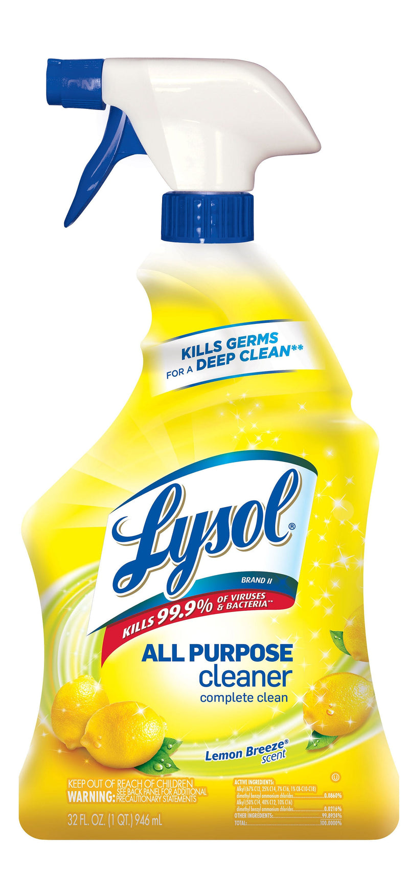 LYSOL ALL PURPOSE CLEANER 32 OZ TRIGGER SPRAY LEMON BREEZE 12/CS 75352