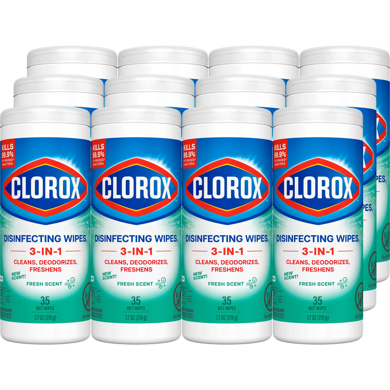 CLOROX BLEACH FREE DISINFECTING WIPES 35 COUNT FRESH SCENT 12/CS 01593