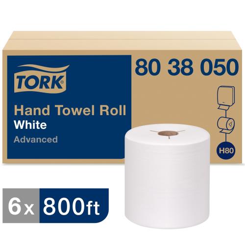 TORK PAPER HAND TOWEL ROLL WHITE H80 38050 6/CS