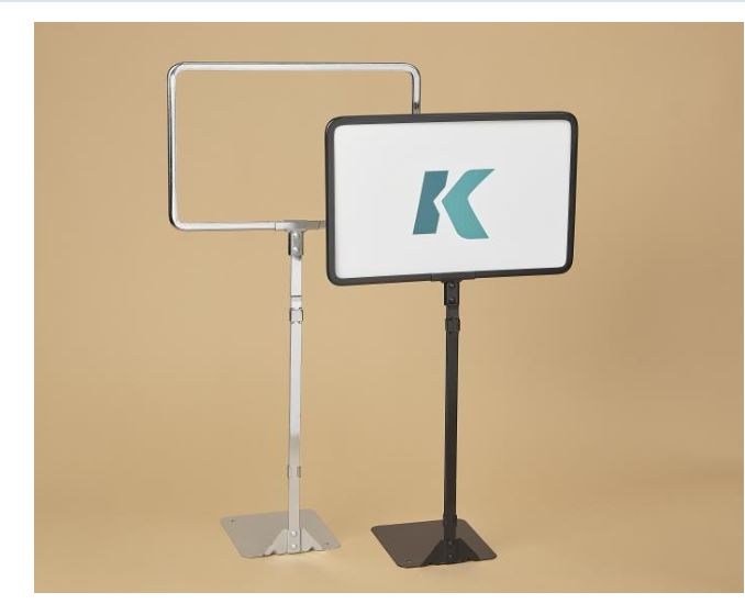 SIGN HOLDER 7"X11" BLACK METAL FRAME WITH ADJUSTABLE STEM