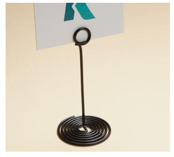 SIGN HOLDER SPIRAL 7" CARD HOLDER BASE BLACK POWDER COATED STEEL