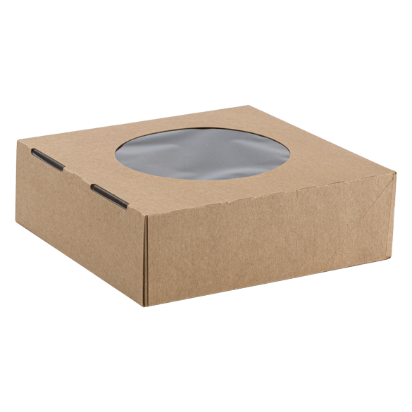 PIE 8X8X2.5 PIE CARTON WITH WINDOW PLAIN BROWN 100/CS 011000203-P