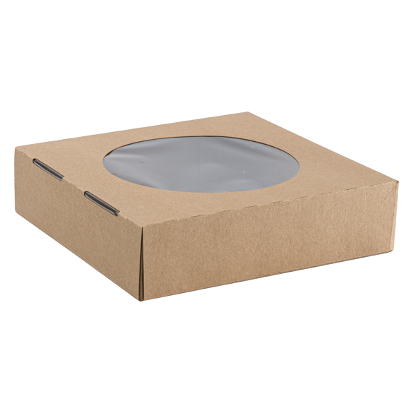 PIE BAKERY BOX 10X10X2.5 PLAIN BROWN W/WINDOW 100/CS 013684999