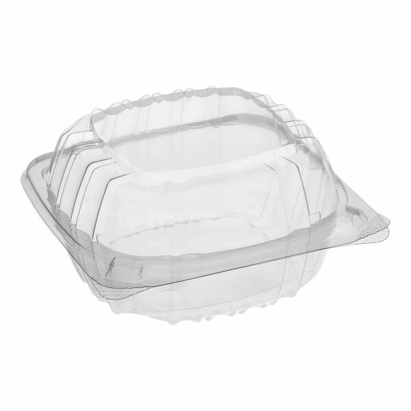 PLASTIC 6" CLEAR HINGED SANDWICH CONTAINER 500/CS 6" x 5 13/16" x 3" C57PST1