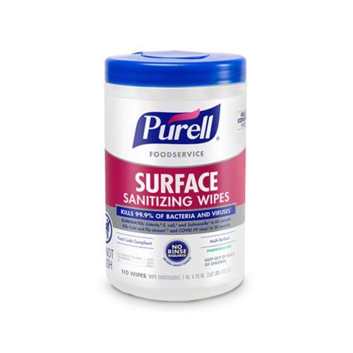 PURELL FOODSERVICE SURFACE SANITIZING & DISINFECTING WIPES WHITE 110CT/CS 6/CS