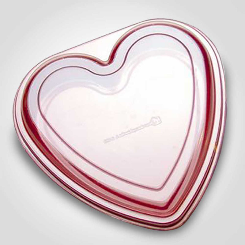 HEART 6" PLASTIC COMBO W/RAISED FLAT CVR ASSORTED PINK/RED 100/CS
