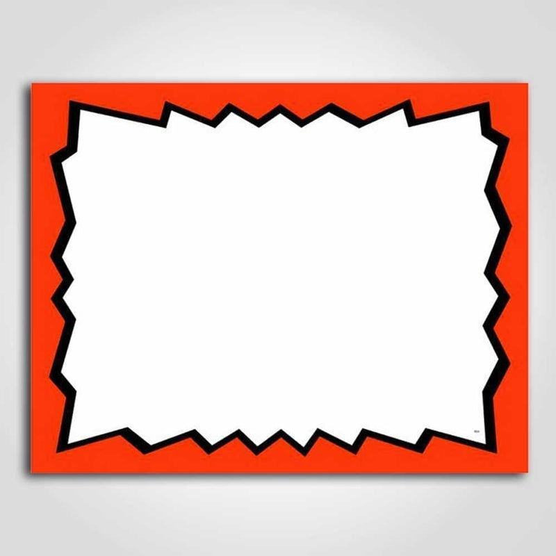 SIGN CARD 7X11 RED BURST
