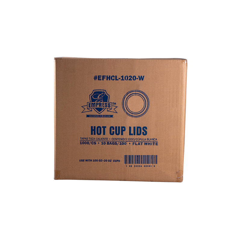COFFEE LID FLAT FITS 10-20 OZ 1000/CS EMPRESS PAPER HOT CUP WHITE