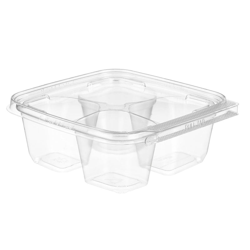 INLINE 4 COMPARTMENT CLR CONT 6X6 W/ TAMPER EVIDENT LID 252/CS