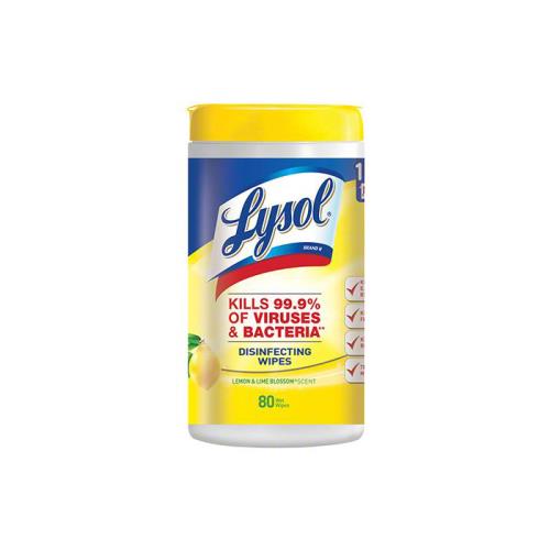 WIPES LYSOL DISINFECTING LEMON & LIME YELLOW 6/80-CT 3064739