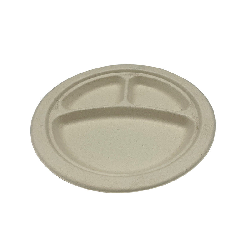 PLATE 9" 3 COMP BIODEGRADABLE HEAVY WHITE 500/CS