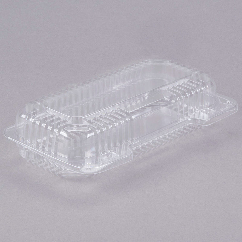 DART C18UT1 SMALL OBLONG CONTAINER 8 1/2X4 1/2X2 1/8 CLEAR HINGED 250/CS