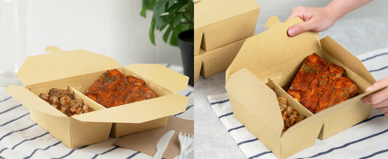 TAKE OUT PAPER BOXES 2 COMP 48 OZ KRAFT 200/CS FP-FTG48K-2C