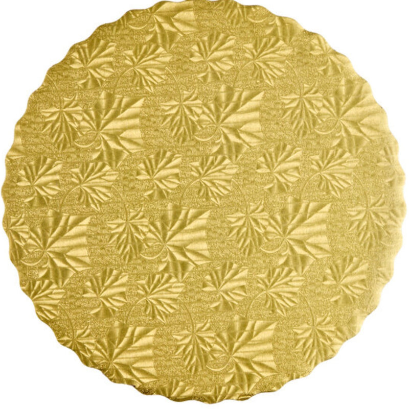 BAKING 14" CAKE ROUND GOLD SCALLOPED 100/CS