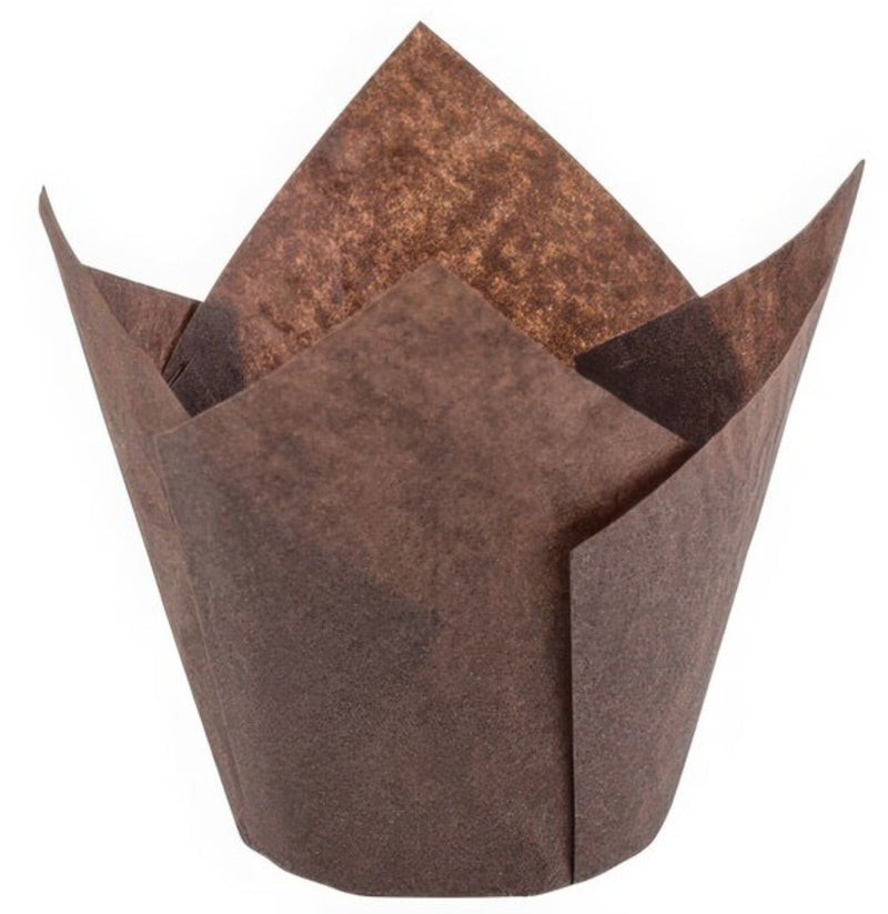 BAKING CUP BROWN TULIP 2" BOTTOM X  2-3/4" to 4" SIDE WALL 2000/CS