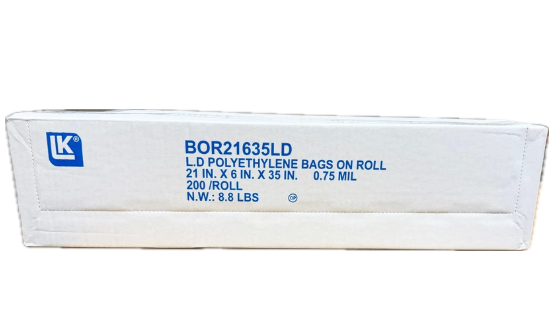 BUN COVER NATURAL LLDPE 21X6X35  .75MIL 200 PER ROLL 1/RL BOR21635LD