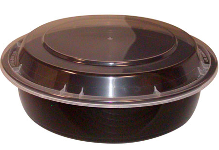 CARRY OUT 7" PLASTIC RND BLK-24 OZ COMBO MT1710B 150/CS