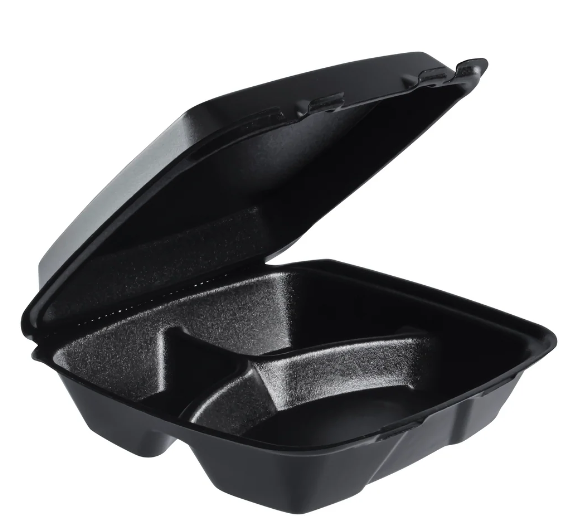 CARRY OUT 9X9 3 COMP FOAM BLACK 200/CS
