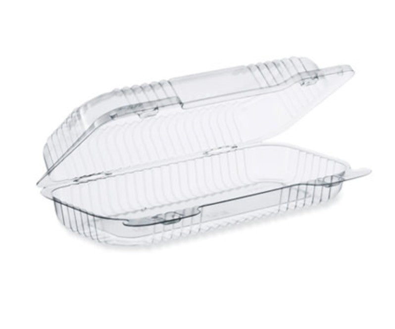 DART C18UT1 SMALL OBLONG CONTAINER 8 1/2X4 1/2X2 1/8 CLEAR HINGED 250/CS