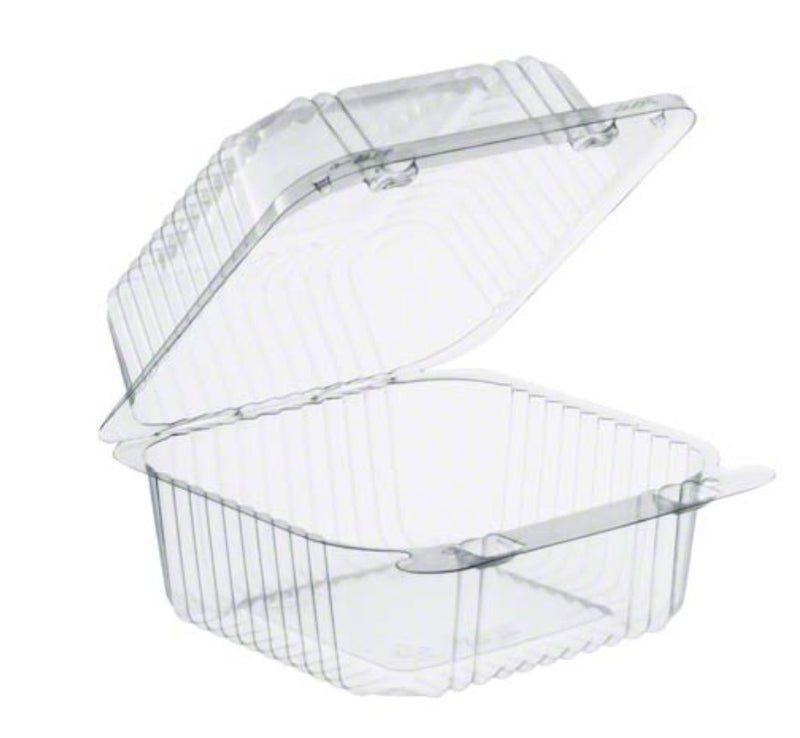 DART C20UTD 5 1/4"X5 5/8"X3 1/4" CLEAR HINGED PLASTIC 5" SQUARE DEEP BASE  CONTAINER 500/CS