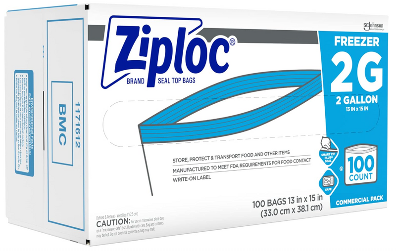 ZIPLOC FREEZER BAG 2 GALLON 100/CS SC JOHNSON