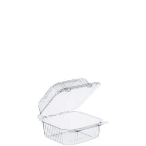 DART C20UTD 5 1/4"X5 5/8"X3 1/4" CLEAR HINGED PLASTIC 5" SQUARE DEEP BASE  CONTAINER 500/CS