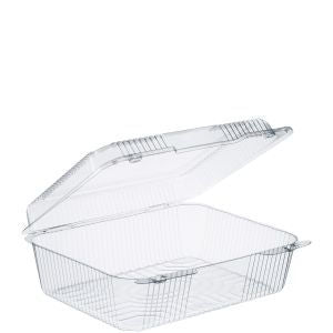 DART C80UT1 STAYLOCK 10 1/2"X8 5/8X3 3/4" CLEAR HINGED PLASTIC 10 1/2" DEEP BASE OBLONG CONTAINER 200/CS C80UT1/LBH811