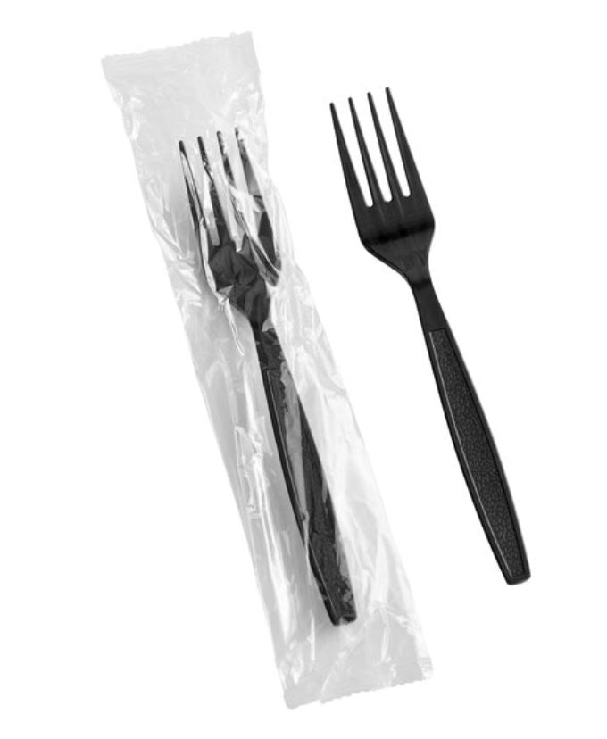 WRAPPED FORK BLACK HVY PLASTIC 1000/CS