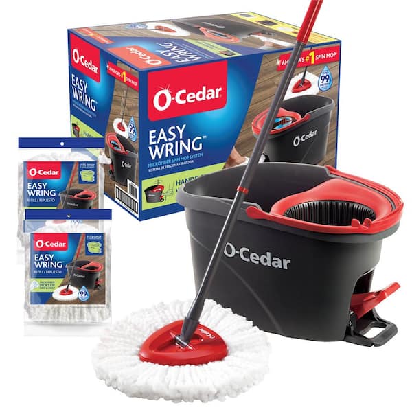 EASYWRING SPIN MOP AND BUCKET SYSTEM WITH 2 EXTRA REFILLS O-CEDAR
