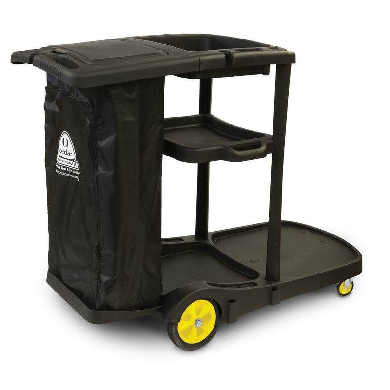 JANITOR CART 45"X20"X38"  HVY DUTY PLASTIC BLACK PREMIER