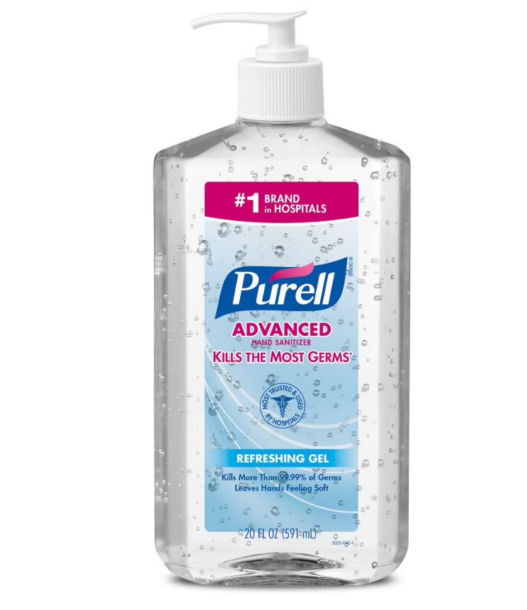 HAND SANITIZER PURELL GEL W/ PUMP 20 OZ 12/CS