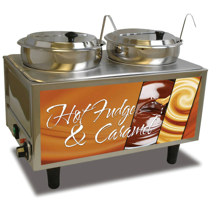 HOT FUDGE/CARAMEL WARMER-2 LADLES AND LIDS