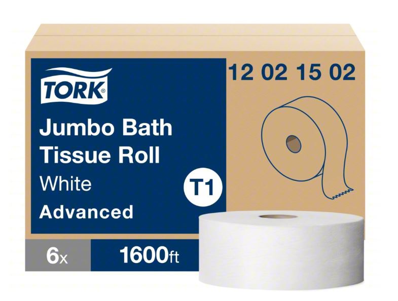 TORK TOILET PAPER TISSUE ROLL WHITE 3.55X1600 6/CS 12021502