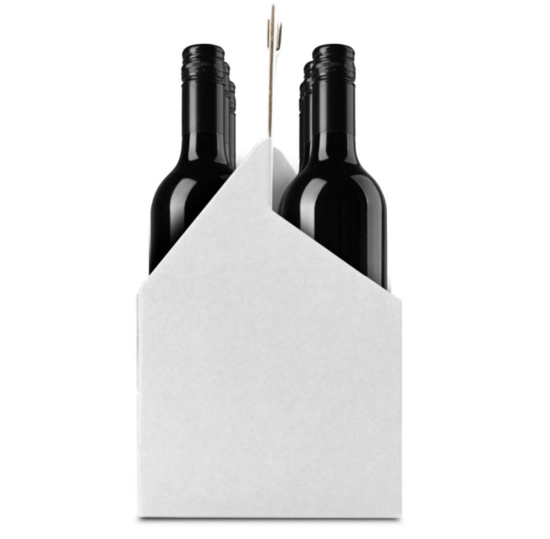 WINE BOTTLE 6 CARRIER 750ML WHITE 80/CS