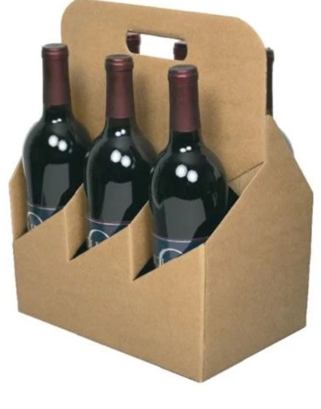WINE BOTTLE 6 CARRIER 750ML KRAFT 80/CS